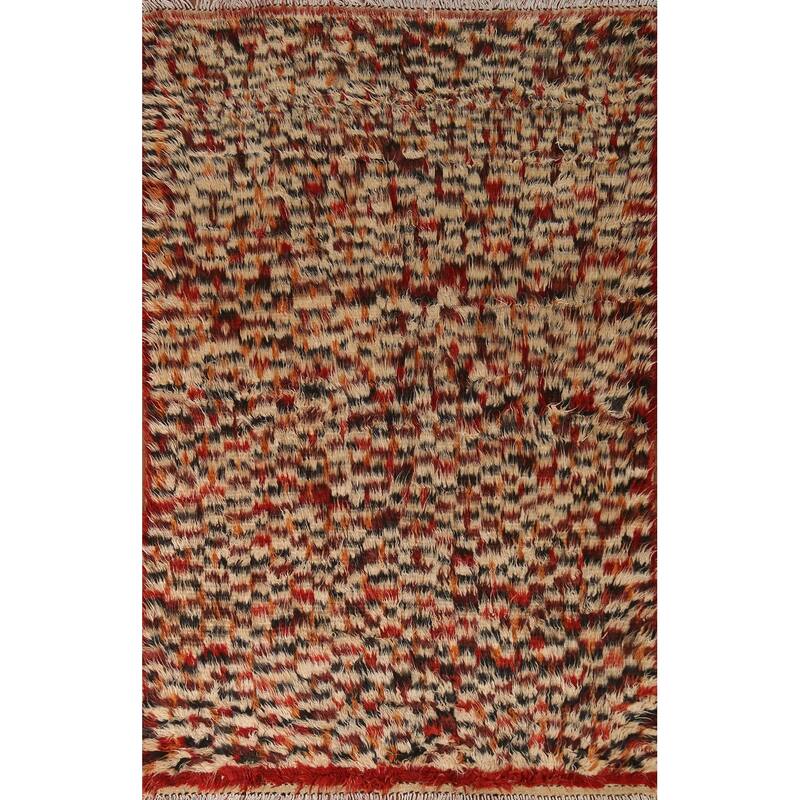 Hand Knotted Oriental 100% Wool Carpet Tribal Tribal Beige & Ivories Moroccan Area Rug - 7' 10'' X 5' 4''