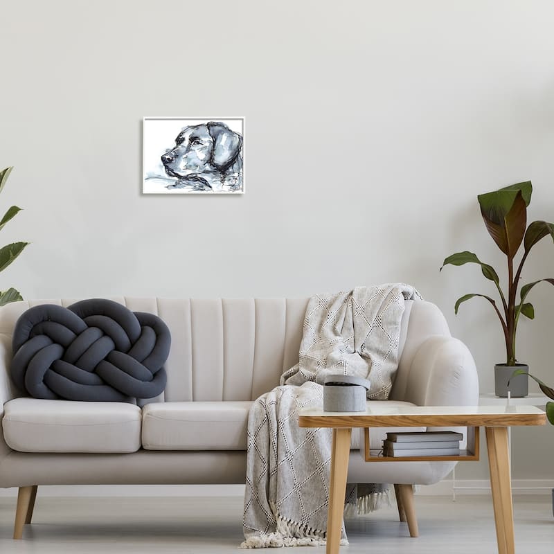 Stupell Monochrome Ink Dog Portrait Abstract Watercolor Detail Framed Wall Art, Design by Kendra Shedenhelm - Grey