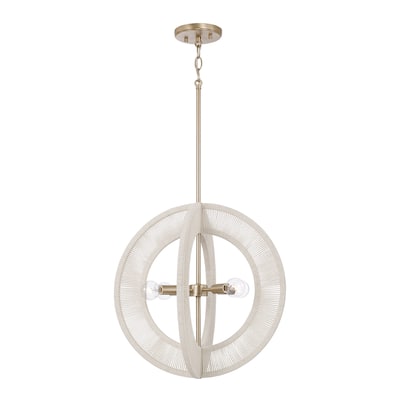 20" W x 20" H 4-Light Orb Pendant in Matte Brass with Bleached Natural Rope - 18"W x 18.25"H