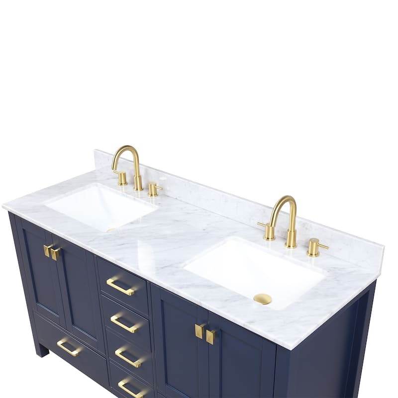 Blossom Geneva 60 Inch Double Bathroom Vanity with Marble Top & Sinks