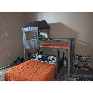 Twin over Full Campsite Loft in Rustic Dark Grey