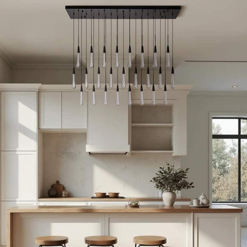 KAYLA Raindrop Chandelier, Modern Glass Pendant Light, Bulb Included