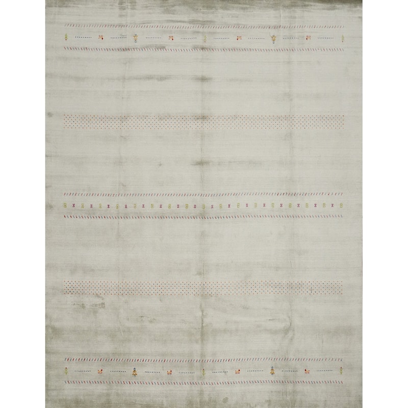 Hand Knotted Oriental 100% Wool Carpet Tribal Animal Pictorial Green Gabbeh Area Rug - 11' 11'' X 11' 10''