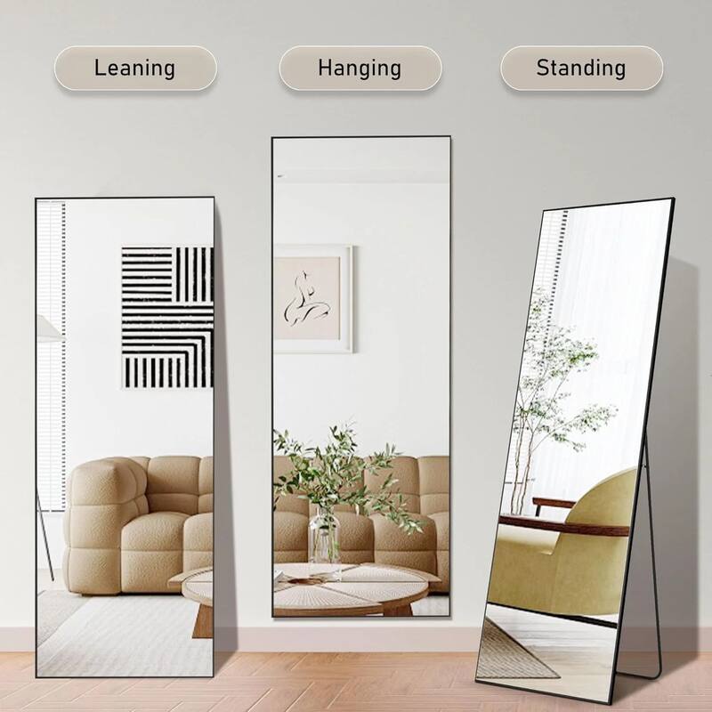 Full Length Mirror with Stand, Floor Mirror with Frame, Full Body Mirrors, Free Standing or Wall-Mounted Mirrors for Living Room