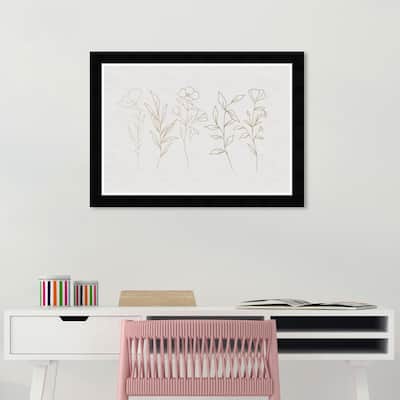 Wynwood Studio Prints Floral and Botanical Flower Lineup Gold and Metallic Gold Glam Wall Art Canvas Print