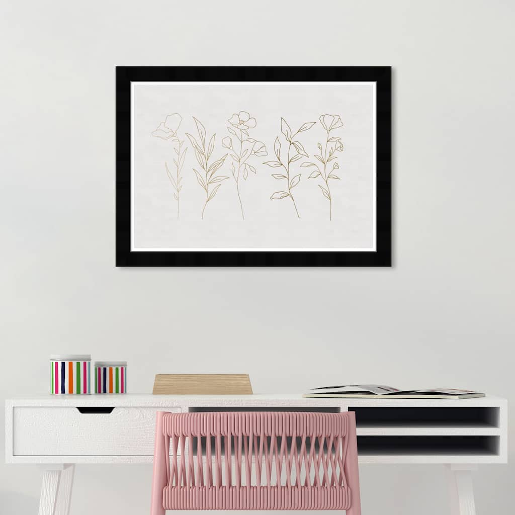 Wynwood Studio Prints Floral and Botanical Flower Lineup Gold and Metallic Gold Glam Wall Art Canvas Print