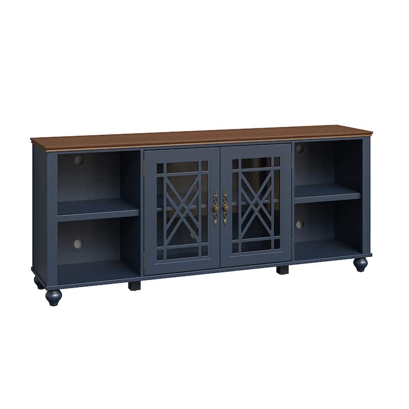 Vintage TV Stand with Carved Doors for Large Size TV