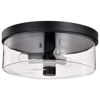 Clarksville - 15 Inch Flush Mount - Matte Black with Clear Glass