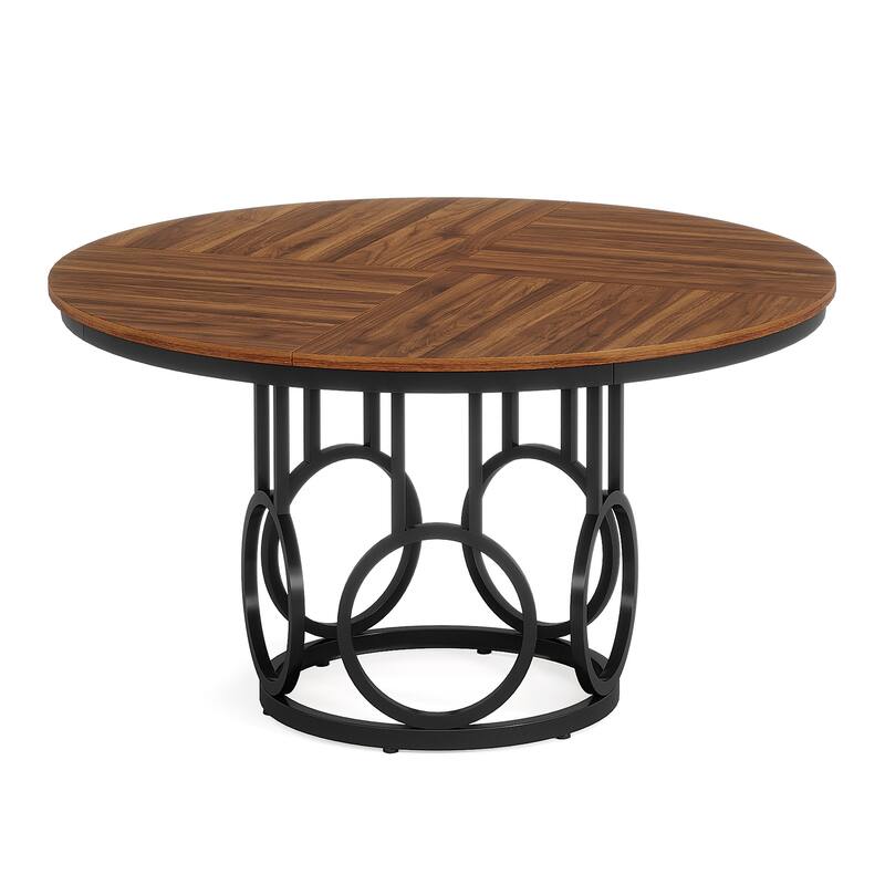 47" Round Dining Table for 4-6, Rustic Wood Kitchen Table
