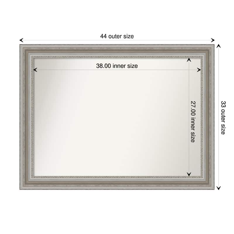 Non-Beveled Bathroom Wall Mirror - Parlor Silver Frame - 44 x 33 in - Parlor Silver