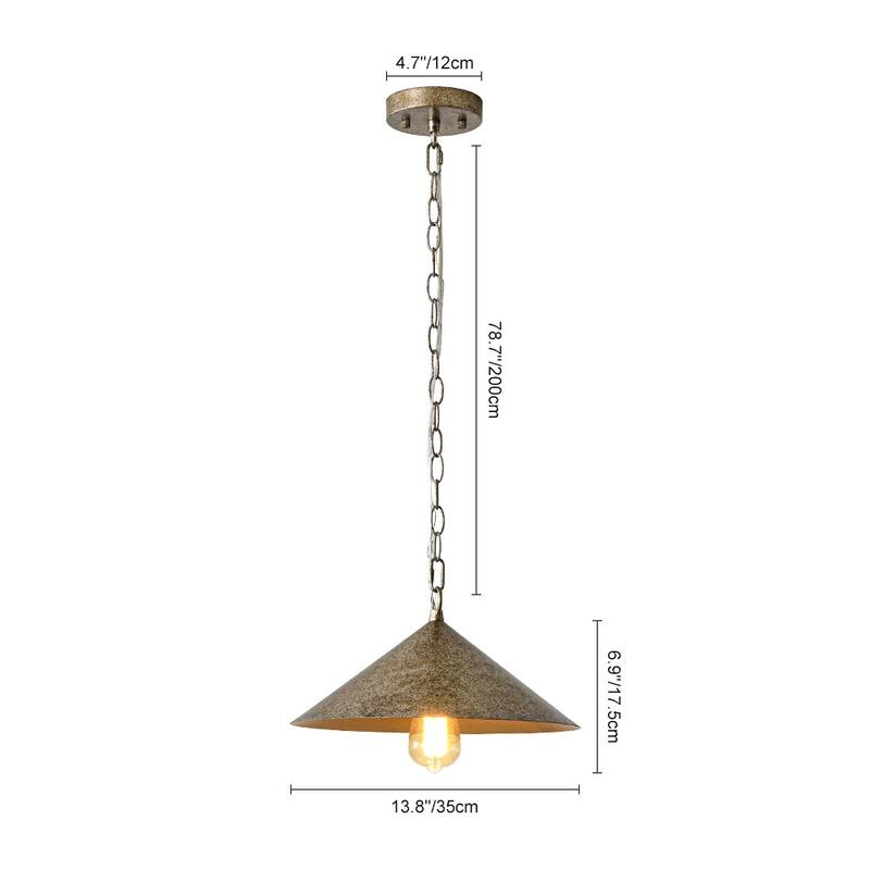 1-Light Distressed Metal Hanging Flared Pendant for Dining, Kitchen - 13.5 in