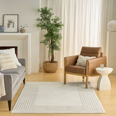 Nourison Ivory Hues Indoor only Cream / Ivory Geometric Area Rug