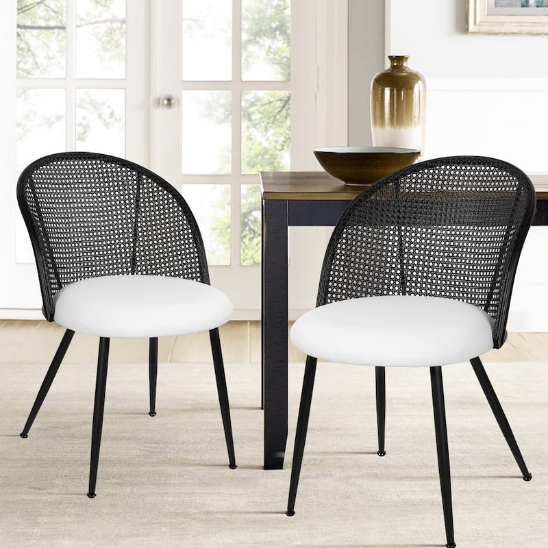 Modern Upholstered Rattan Dining Chairs Set of 2/4