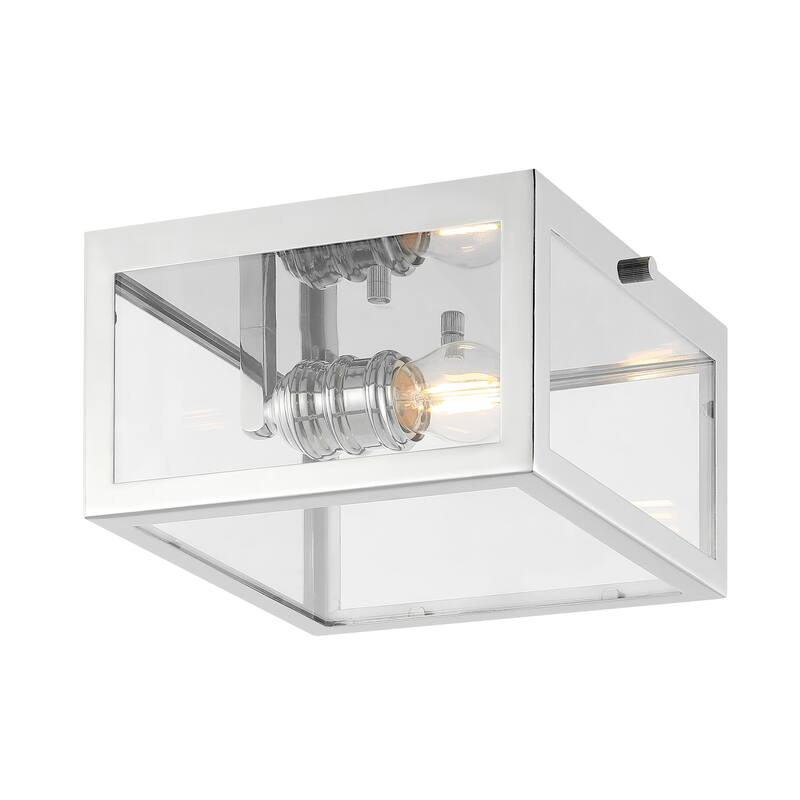 Alma 12" Metal/Glass LED Flush Mount, by JONATHAN Y - Chrome