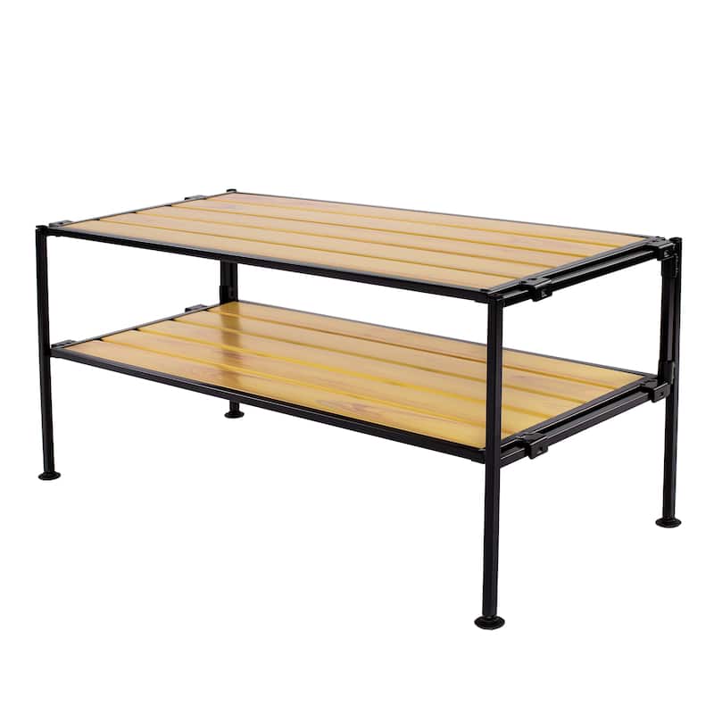 Seville Classics 2-Tier Stackable 6-Pair Resin Slat Shoe Storage Rack Organizer