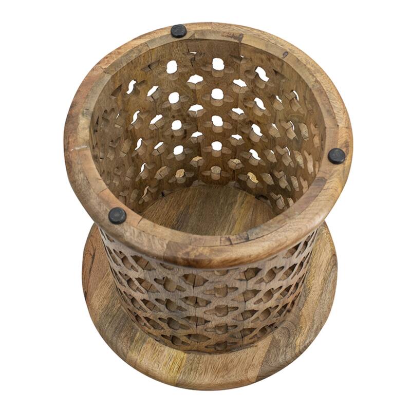 Large Floral Cut-Out Wooden Round Tables - 18" - Set of 2