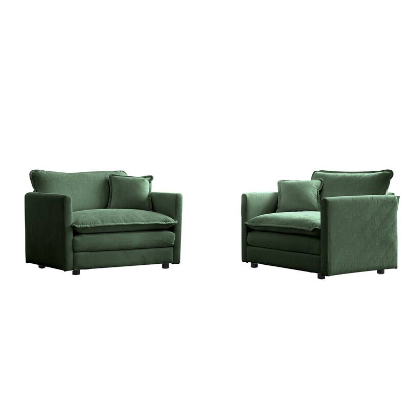 High-end Chenille Upholstered Armchairs with Toss Pillow 2PCS