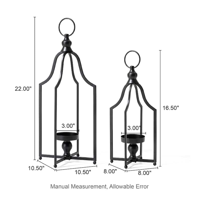 Glitzhome Modern Black Metal Foldable Lanterns Spring Wedding Hanging Candle Holders