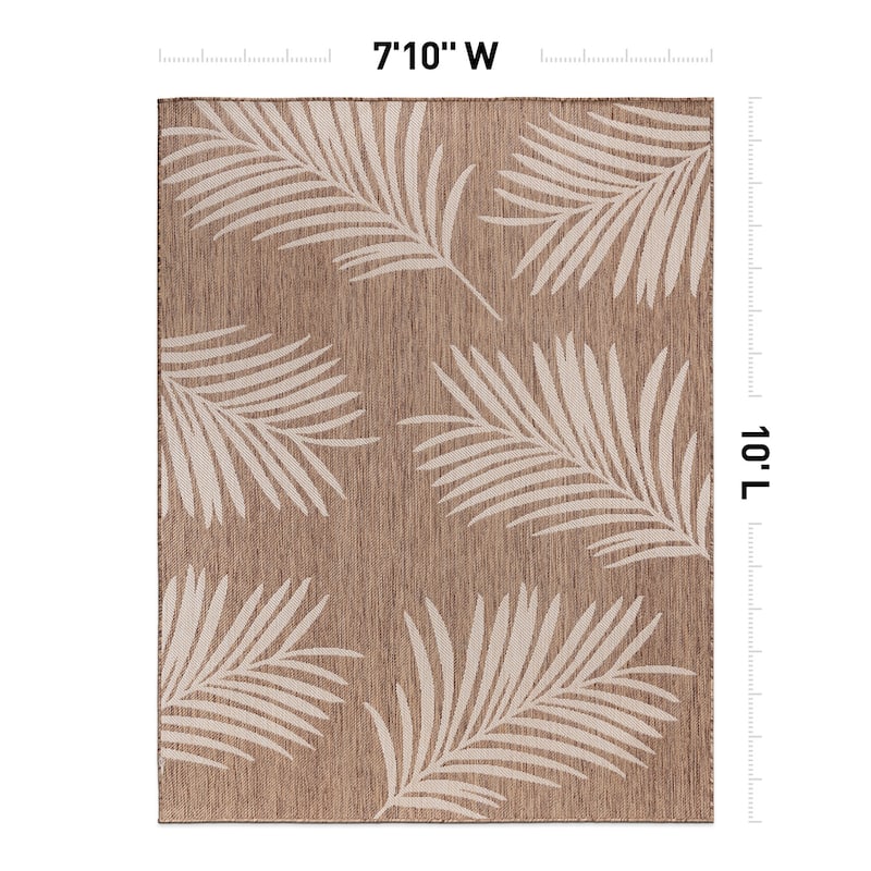 World Rug Gallery Contemporary Palm Leaves Textured Flat Weave Indoor/Outdoor Area Rug
