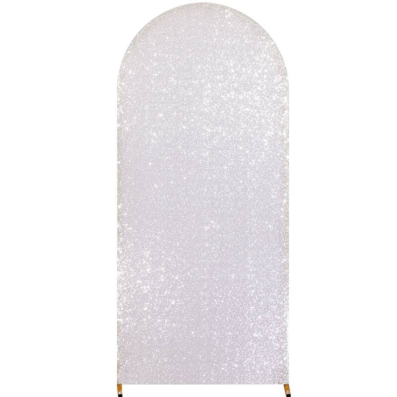 1 pack Bling Arch Backdrop Cover, Sequin Wedding Arch Stand Cover with Round Sequins, Zipper Design Banquet Backdrop Cover - 6ft silver