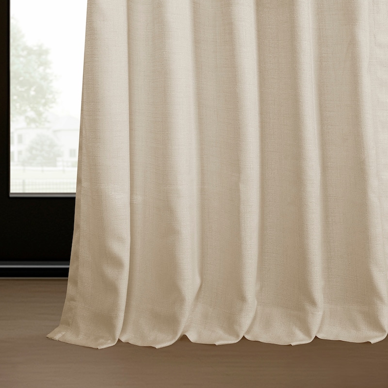 Exclusive Fabrics Raw Linen Weave Light Filtering Curtains for Bedroom & Living Room Curtains Pair - 2 Panel Drapes