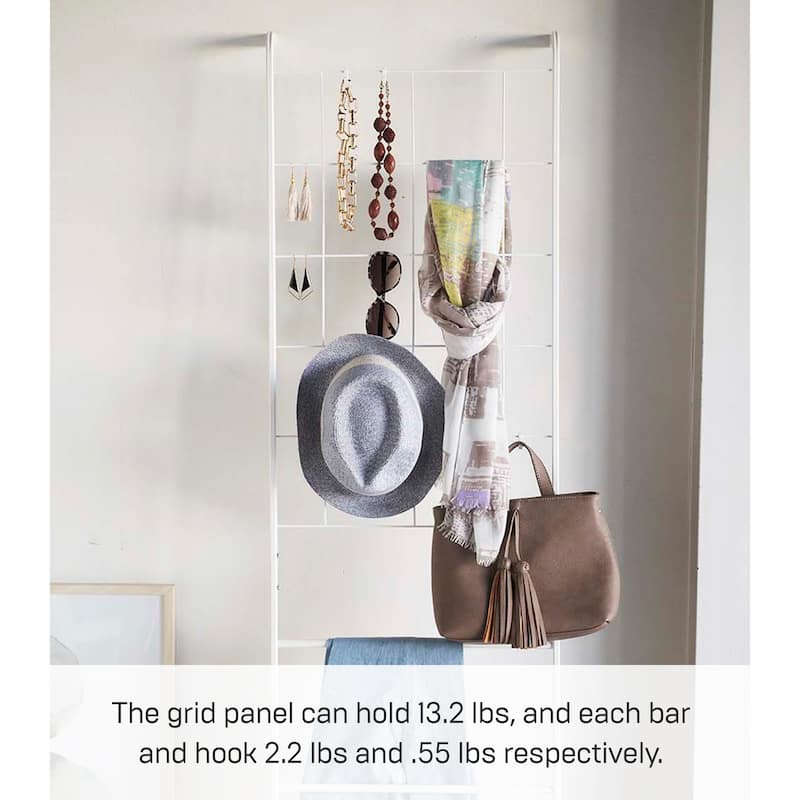 Yamazaki Home Leaning Ladder with Grid Panel, Steel, Holds 20.9 lbs - L 9.45 x W 17.72 x H 62.99 inches