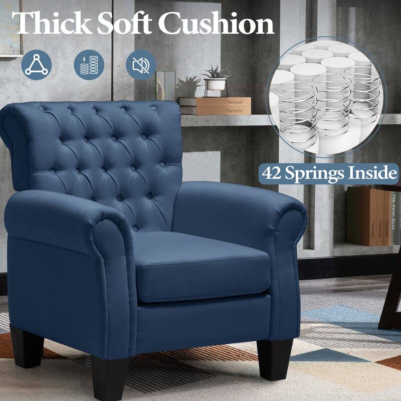Accent Club Chair Comfortable Single Sofa Chair Indoor Seating with Arms & Padded Seat