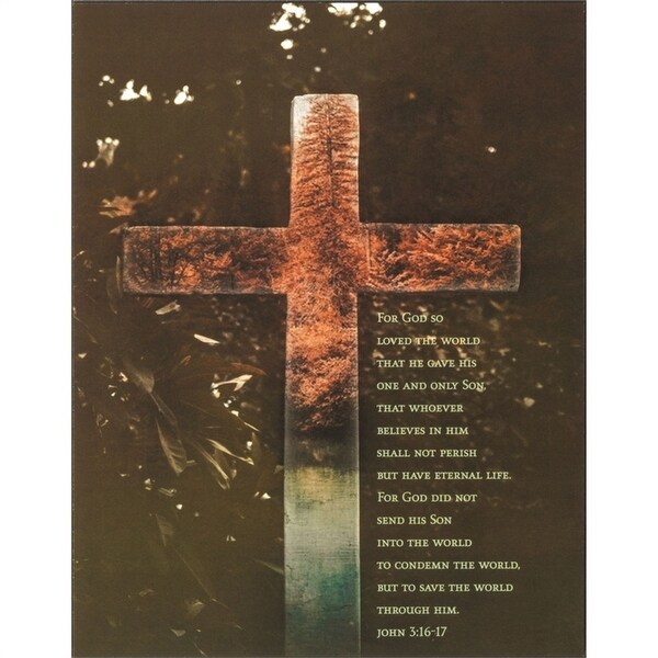 13.5" Orange and Green Cross Bible Verse Wall Plaque - N/A