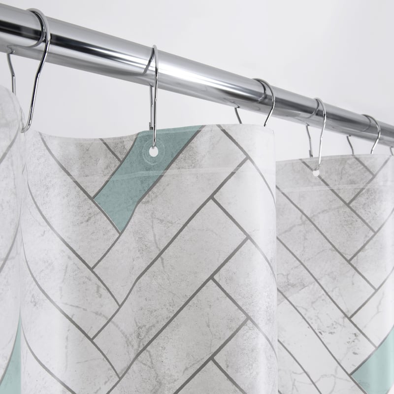 Zig Zag Tile PEVA Shower Curtain