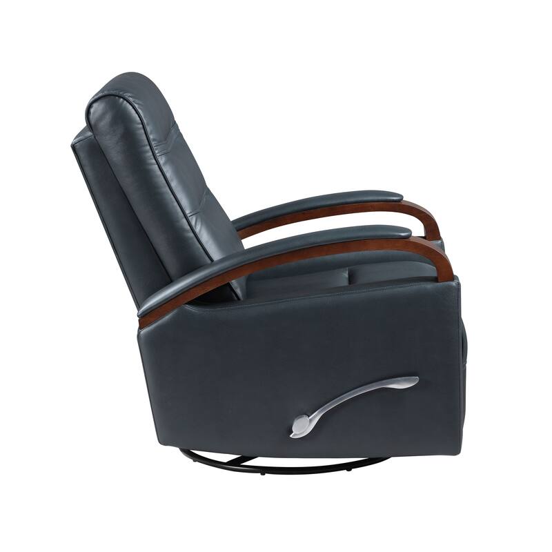 Meredith 31.5" Faux Leather Swivel Glider Recliner - Rubberwood Arm