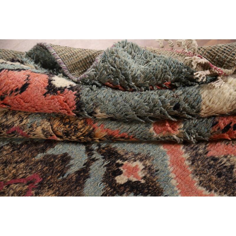 Geometric Moroccan Oriental Area Rug Hand-Knotted Wool Carpet - 7'11" x 10'7"