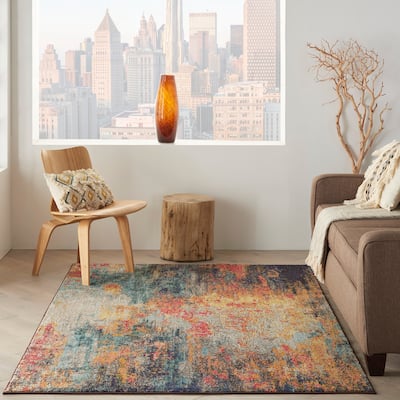 Nourison Celestial Multicolor Abstract Modern Boho Area Rug