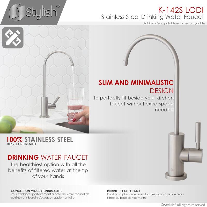 STYLISH Pull Dow Kitchen Faucet + Water Tap - Stainless Steel Finish