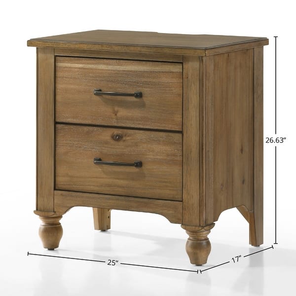 Highland 2-Drawer Wood Nightstand with Charging Outlet, Sand Dune