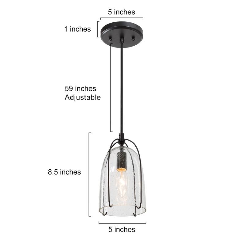 Mid-century Mini Pendant 1-light Modern Gold/ Farmhouse Black Seeded Glass Kitchen Island Pendant Lights for Bar