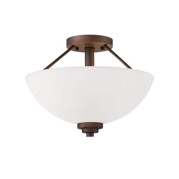 slide 2 of 3, Durham 2 Light Semi-Flush Ceiling Mount Rubbed Bronze
