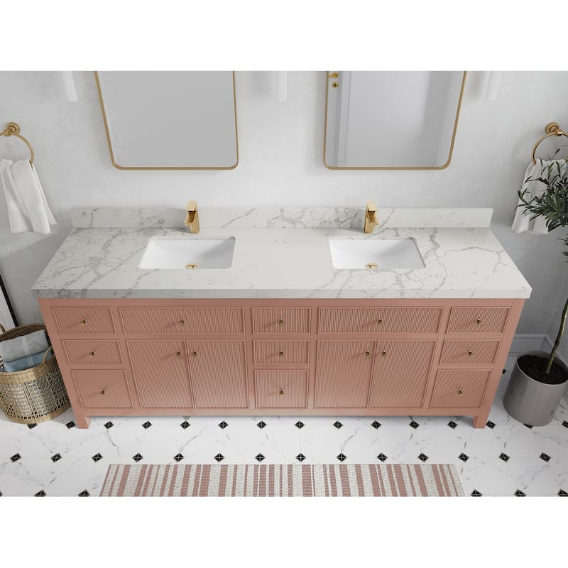Willow Collections 84 in. W x 22 in. D Sonoma Free Standing Reeded Double Sink Bathroom Vanity with Countertop