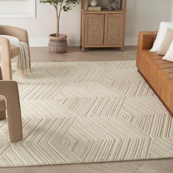 slide 2 of 51, Nourison Graceful Indoor only Geometric Wool Area Rug 7' 9" x 9' 9" - Ivory