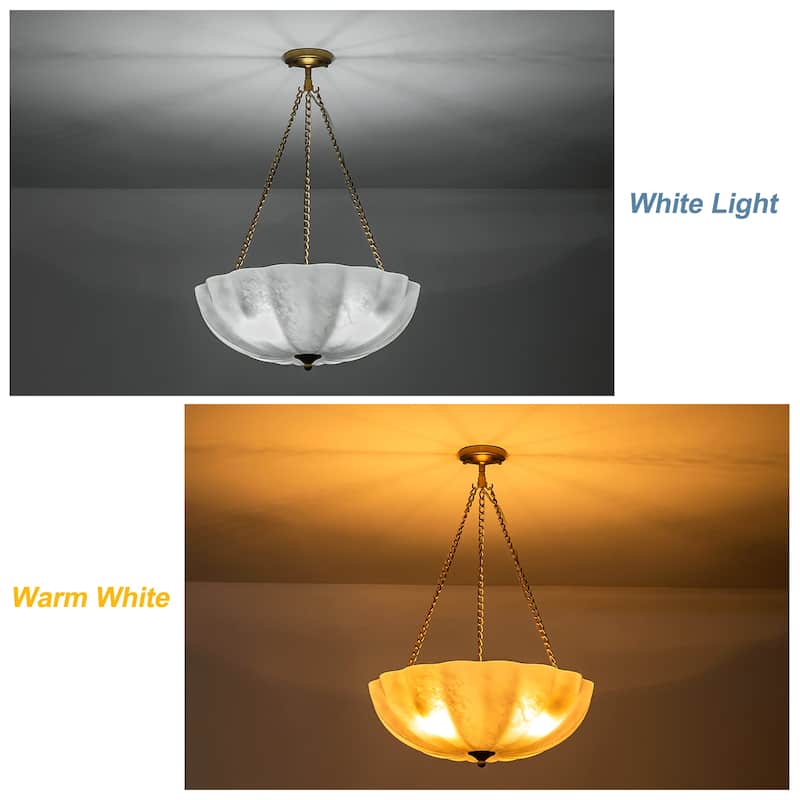 Elegant Gold and Glass Chandelier 3-Light Pendant Light Fixture with Frosted Dome Design