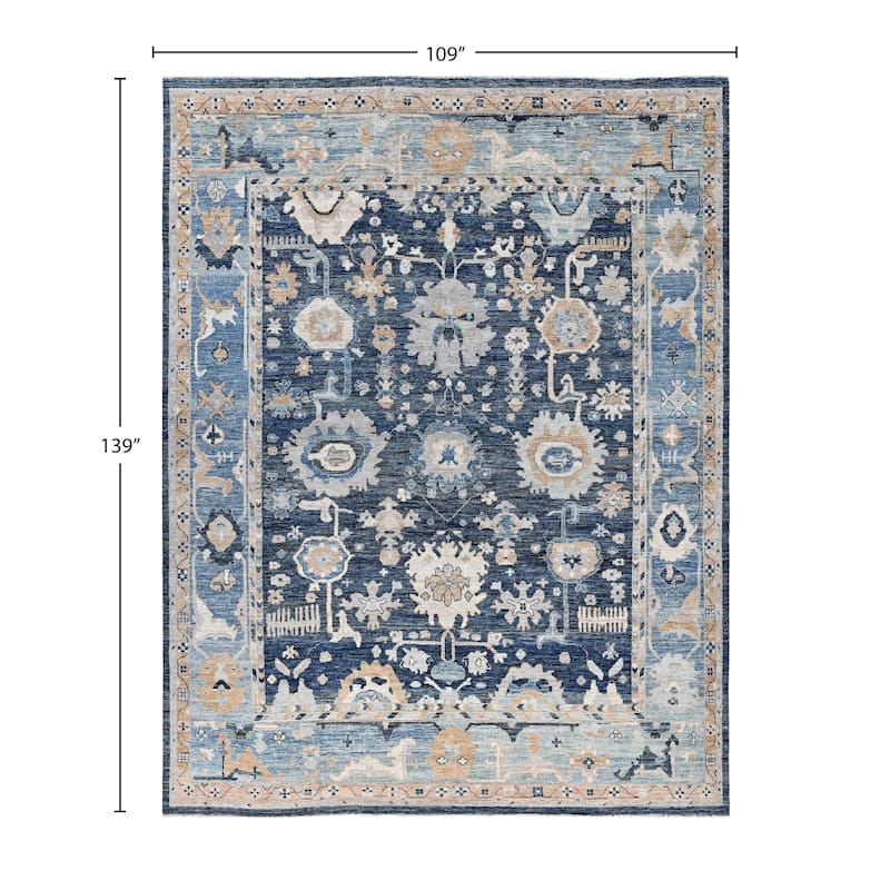Oushak One-of-a-Kind Hand-Knotted Area Rug - Blue - 9' 1" x 11' 7"