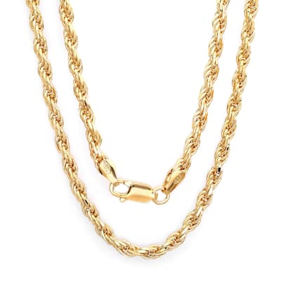 Roberto Martinez Gold Plated Silver 2.25 mm Rope Chain (16"-30") - Yellow