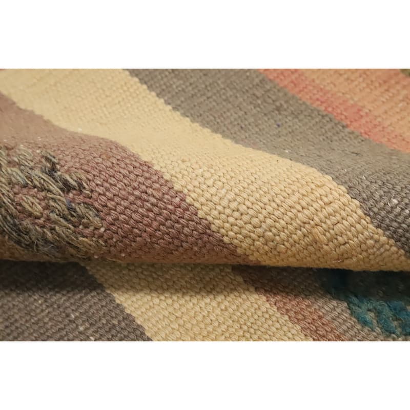 Hand Woven Oriental 100% Wool Carpet Southwestern Tribal Multi-Colored Kilim Area Rug - 10' 7'' X 5' 9''