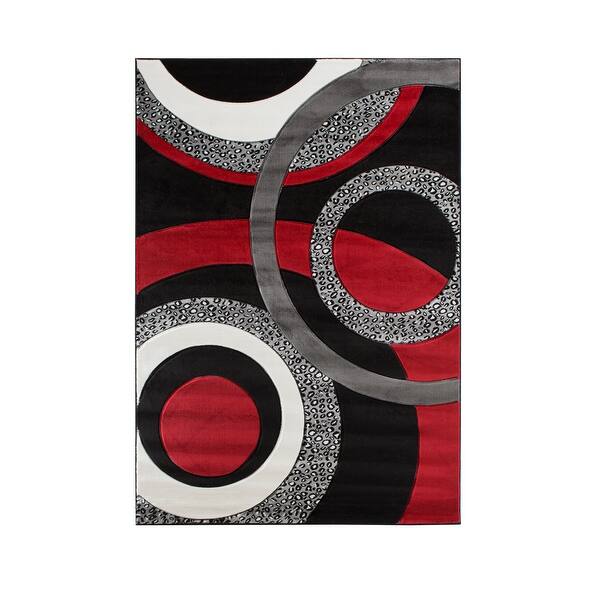 Shop Orelsi Black Red Polyester Area Rug On Sale Overstock 28487449