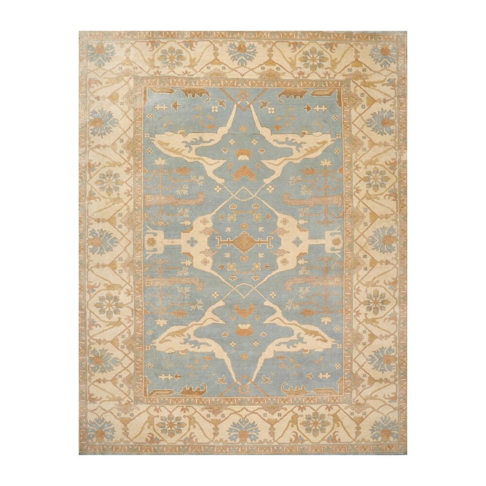Customer Favorite Hand Knotted Oushak Blue Beige Wool Traditional Oriental Area Rug 9x12 8 11 X 11 9 Blue 8 11 X 11 9 Accuweather Shop