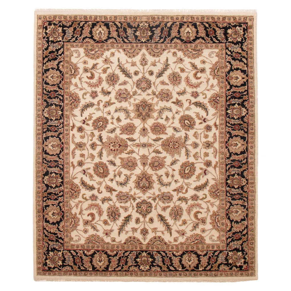 ECARPETGALLERY Hand-knotted Finest Agra Jaipur Cream Wool Rug - 8'0 x 9'9