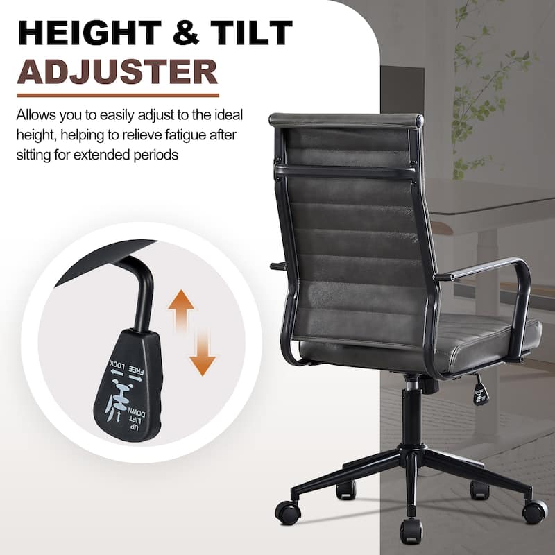 Ergonomic Office Chair Full-Grain Leather with Lumbar Support