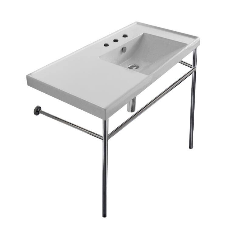 Nameeks Scarabeo 3009-CON-Three Hole ML 36-3/16" Rectangular Ceramic - White