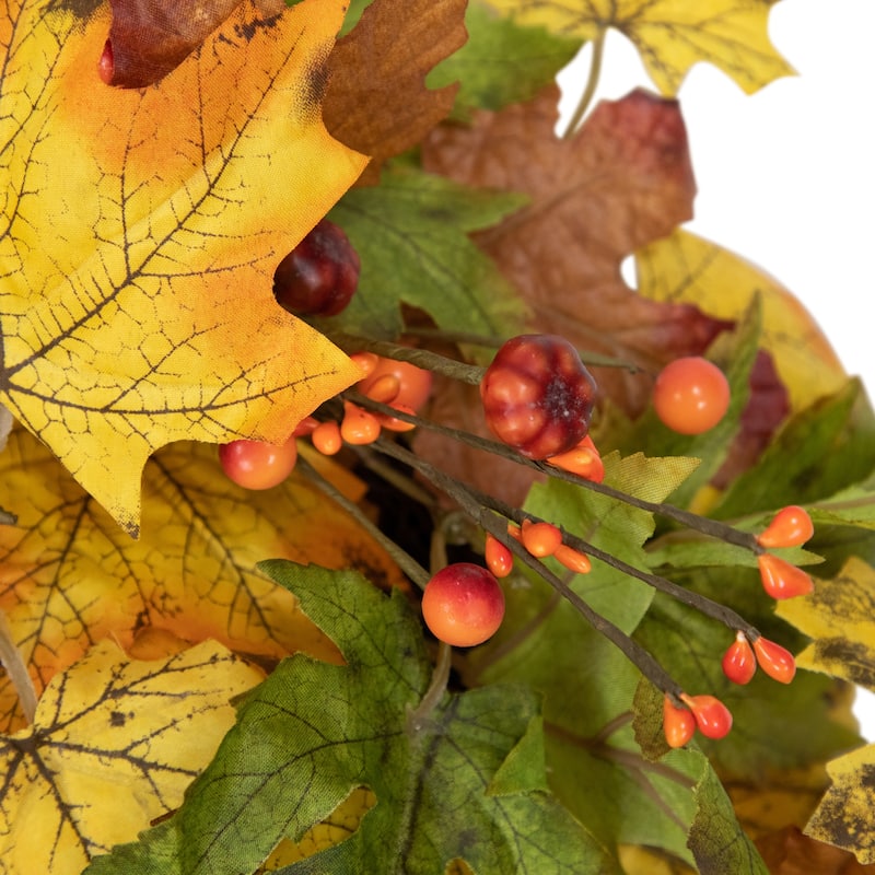 Berries Twigs Artificial Thanksgiving Wreath Yellow 30-Inch - Unlit