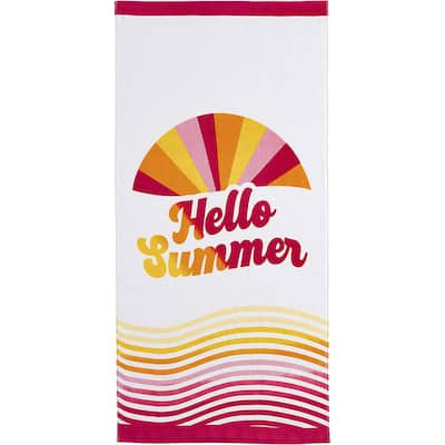 Mudd 100% Cotton Printed Beach Towel 28 x 58 Inch, Hello Summer Print