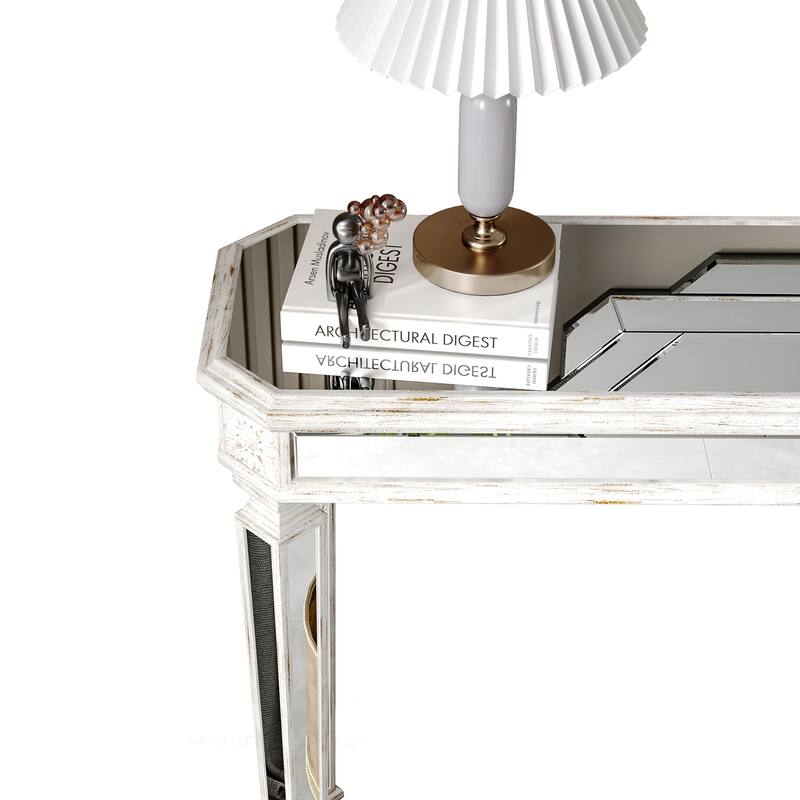 GDF Studio - Rutherford Art Deco Wood and Glass Console Table